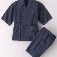 7711 jinbei chijimi ori bujin gara bleu marine homme made in japan zoom