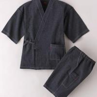 7711 jinbei chijimi ori bujin gara noir homme made in japan zoom