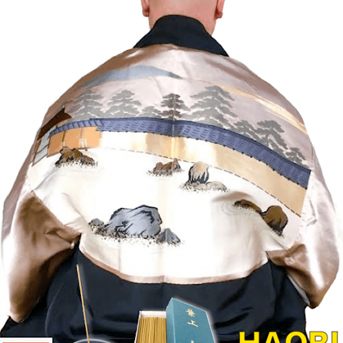 Antique haori homme temple zen ryoanji kyoto set encens japonais zen offert 