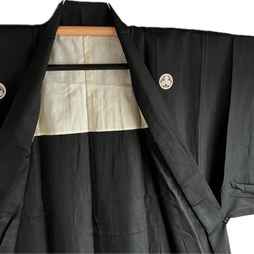 Antique haori homme kamon tsuru mitsukashiwa