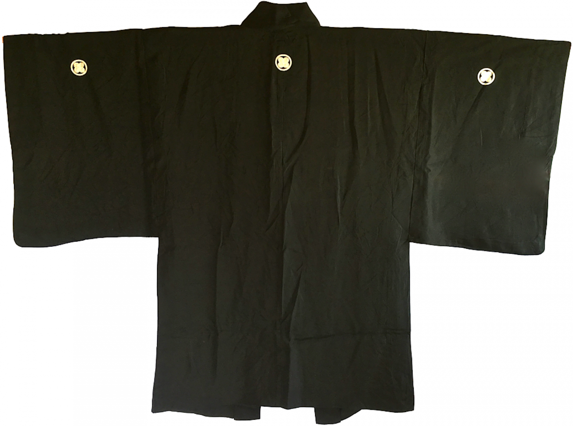 Antique haori samourai soie noire takano hane montsuki d e te homme 1