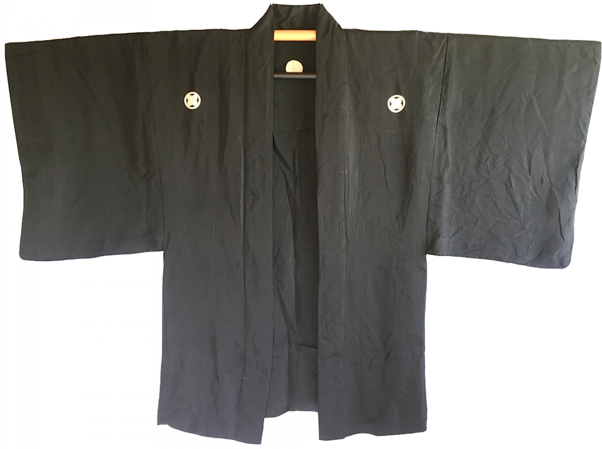 Antique haori samourai soie noire takano hane montsuki d e te homme