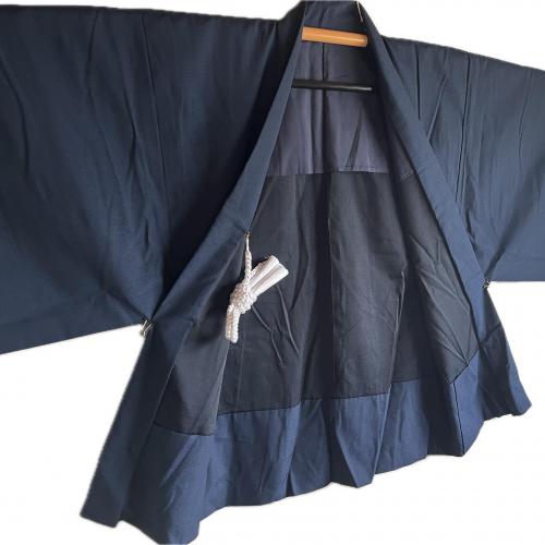 Antique haori soie bleu tsumugi homme3