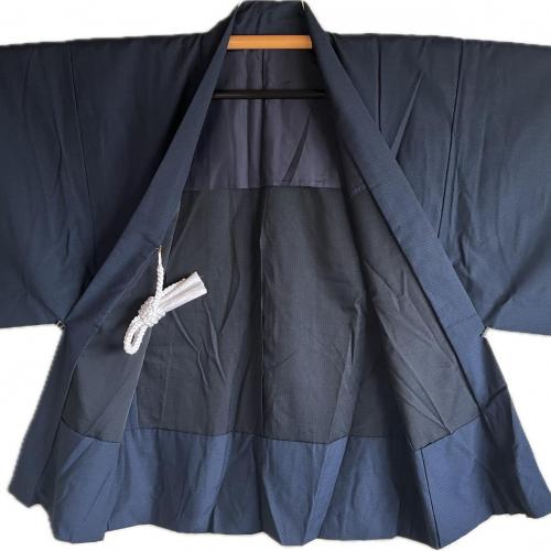 Antique haori soie bleu tsumugi homme3