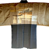 Antique haori soie noire takanohane montsuki torii miyajima homme3