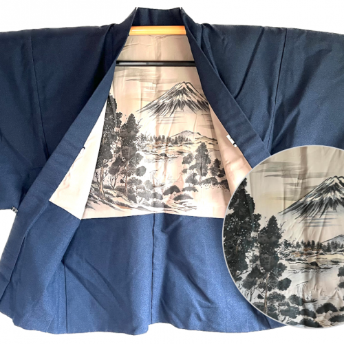 Antique haori tsumugi homme fujisan no keshiki 2