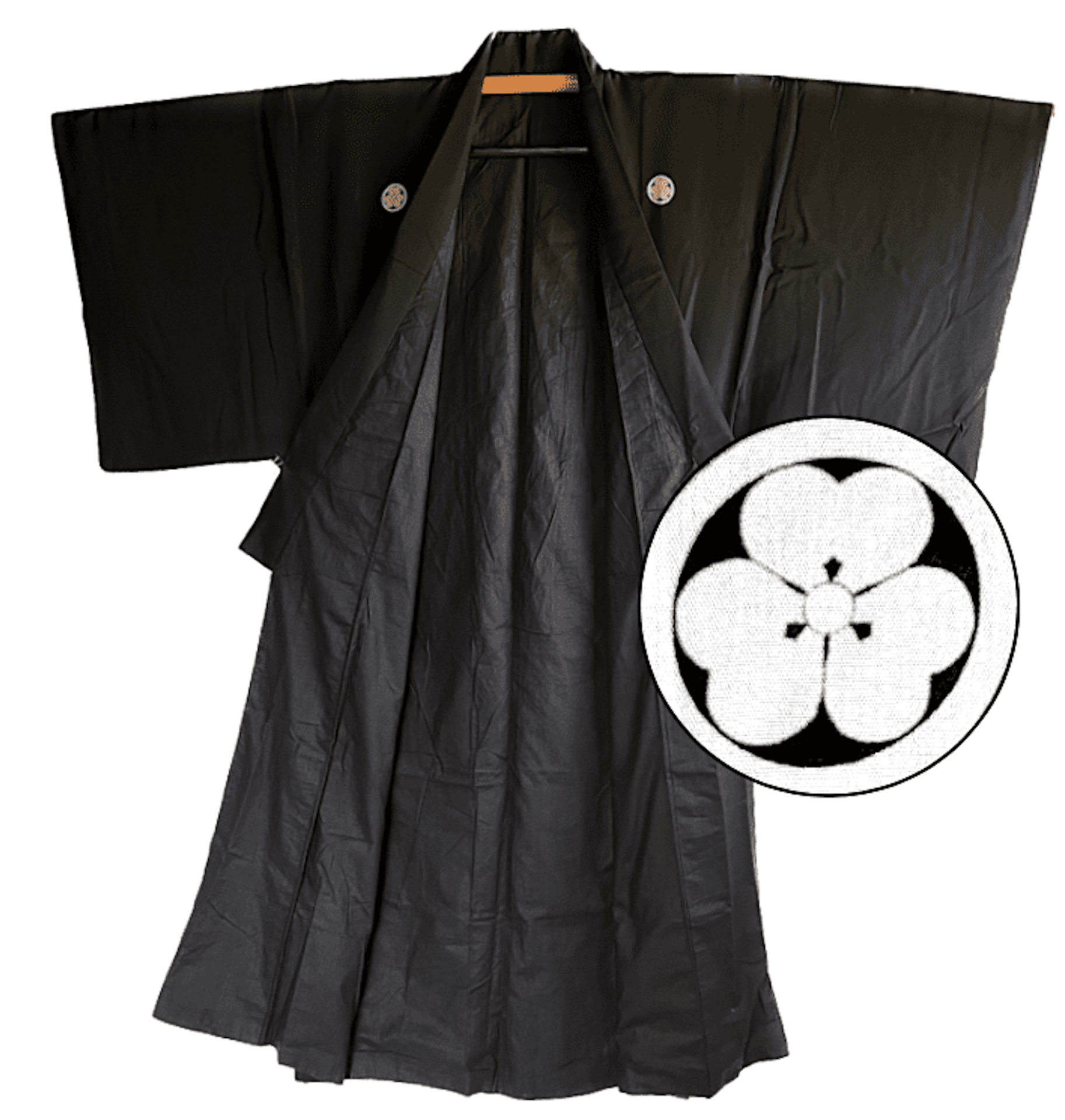 Antique kimono japonais soie noire ume montsuki homme 1