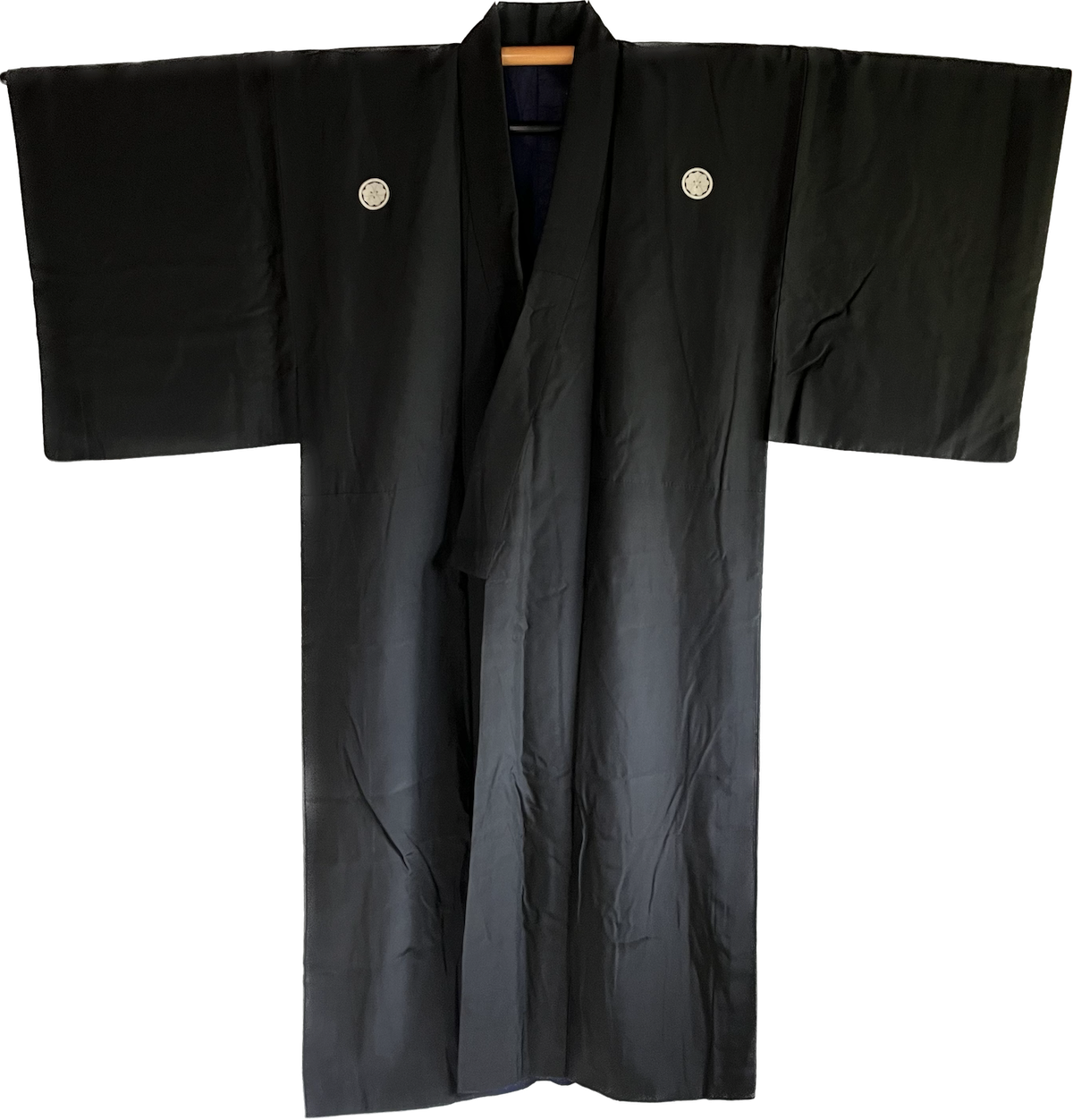 Antique kimono traditionnel japonais soie noire kenkatabami montsuki homme2