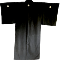 Antique kimono traditionnel japonais soie noire kenkatabami montsuki homme3