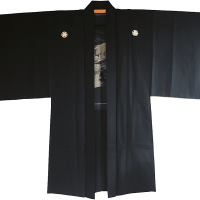 Antique veste kimono haori soie noire montsuki meoto iwa ise homme1