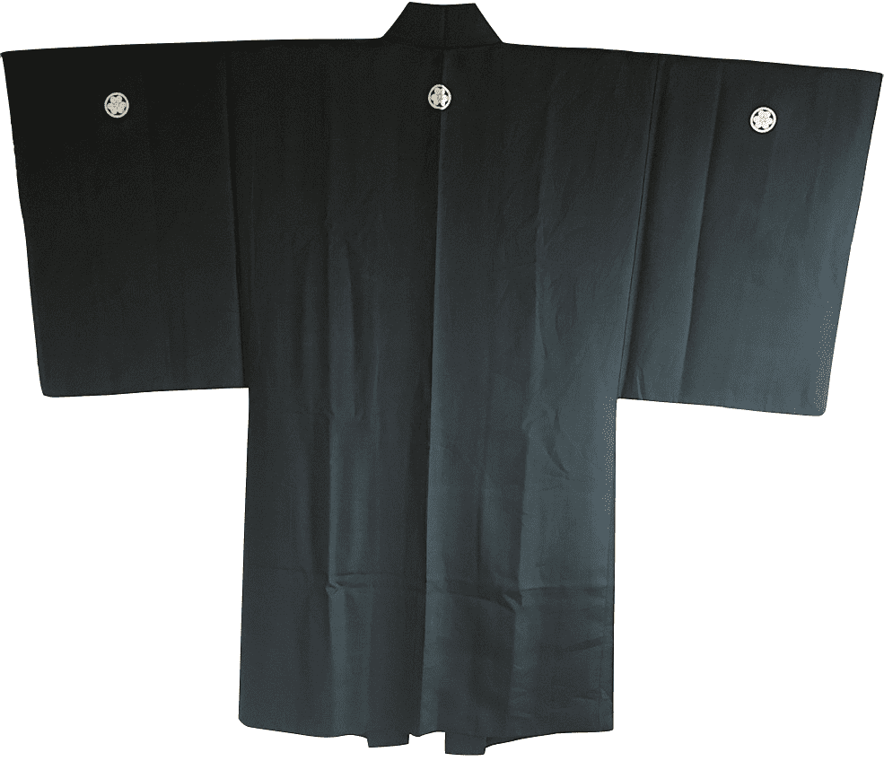 Antique veste kimono haori soie noire montsuki meoto iwa ise homme3