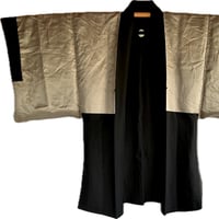 Haori japonais homme antique soie noire agarifuji montsuki tigre vs dragon 7
