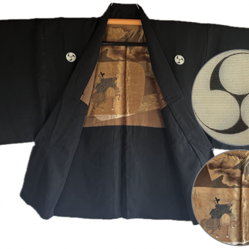 Haori japonais homme antique tomoe montsuki voyage de yoritomo au fuji san 