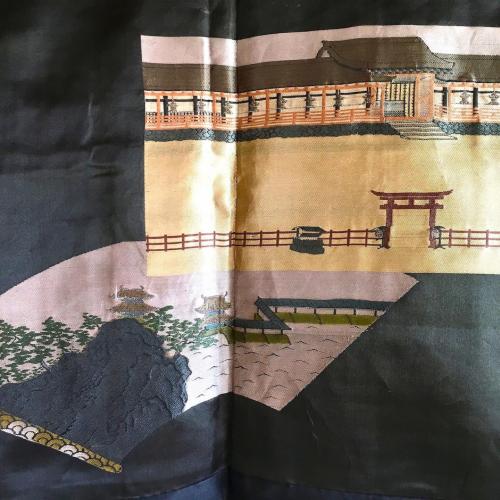 Antique haori samourai soie noire yama no jinja takano hane montsuki homme made in japan 