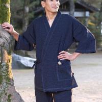 Jinbei chijimi ori bujin gara bleu marine homme made in japan 