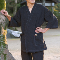 Jinbei chijimi ori bujin gara noir homme made in japan 
