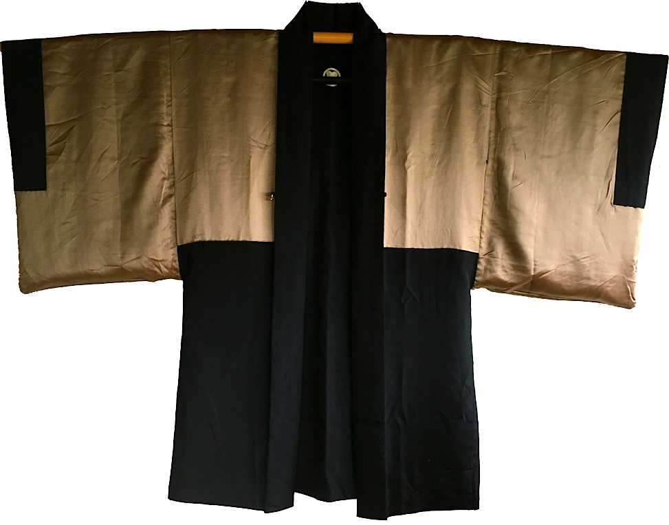 Luxe antique haori samourai soie noire kamon takanohane clan chushingura homme 22made in japan 22 4