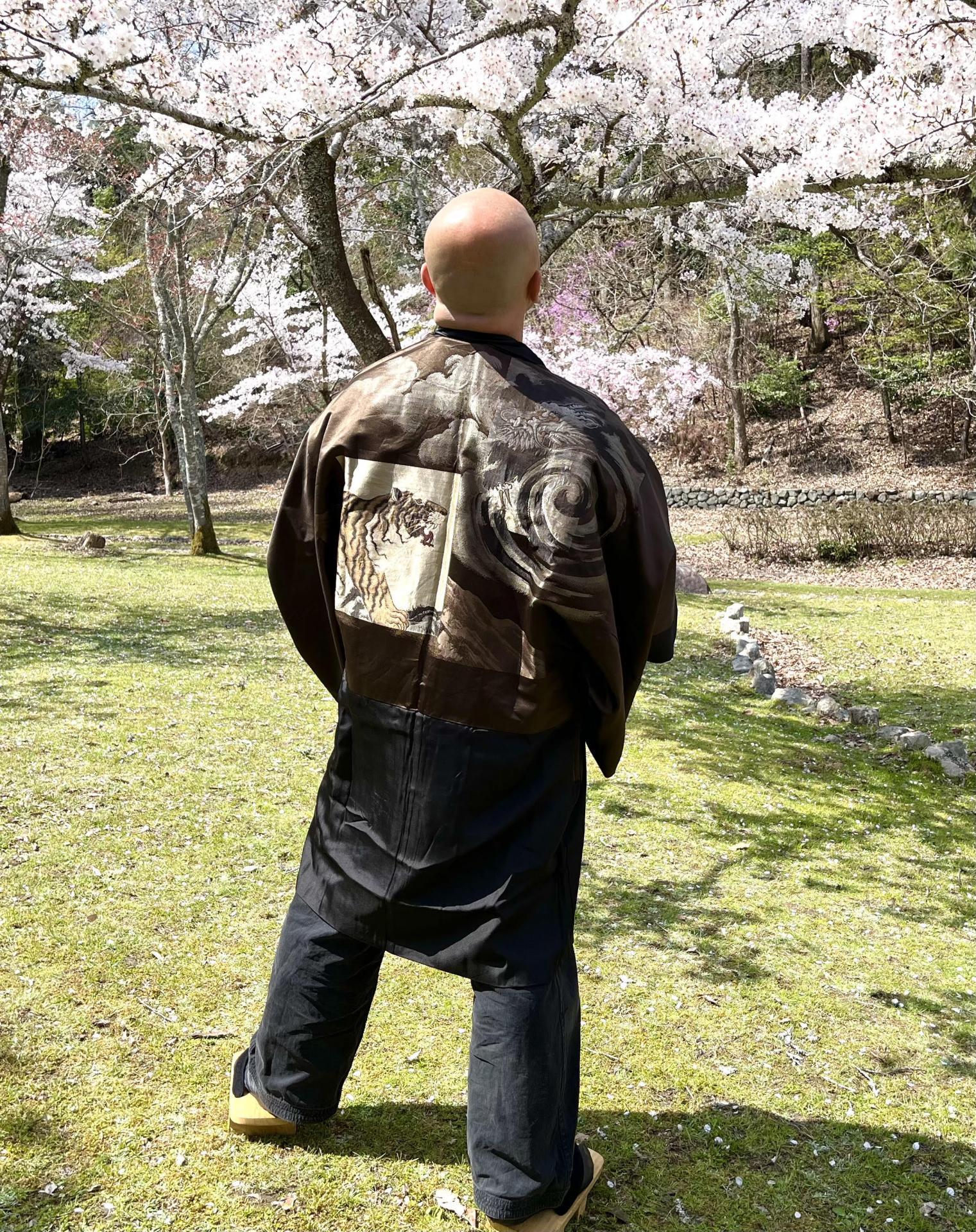 Men s vintage haori kimono jacket tiger vs dragon