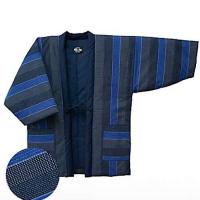 Men s winter sashiko hanten dobi strip black navy2