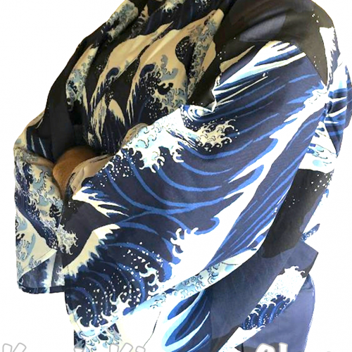 Men s yukata nami hokusai navy blue cotton the great wave of kanagawa6