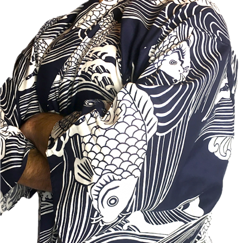 Men yukata koi navy cotton japanese carp bujindoshop2 2