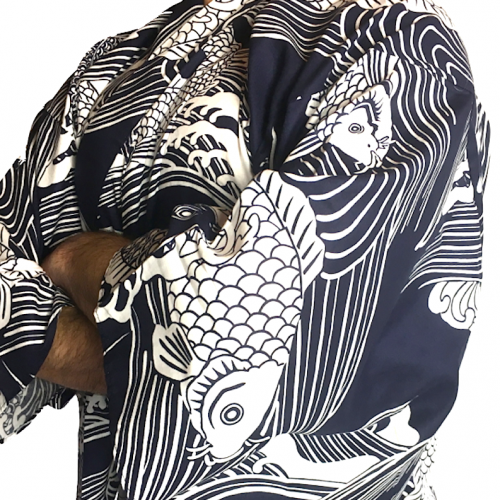Men yukata koi navy cotton japanese carp bujindoshop2