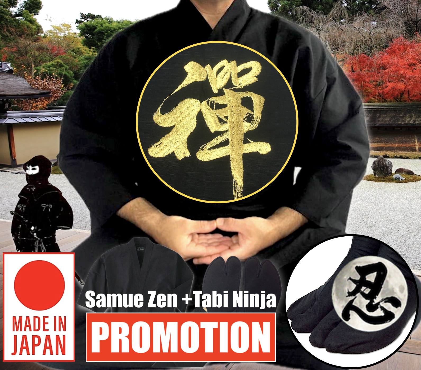 Promo set samue zen tabi ninja made in japan