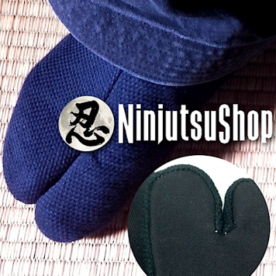 Tabi ninjutsu sashiko noir coton made in japan ninjutsushop