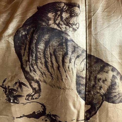 Luxe antique haori soie noire kenkatabami montsuki tora oeil du tigre homme