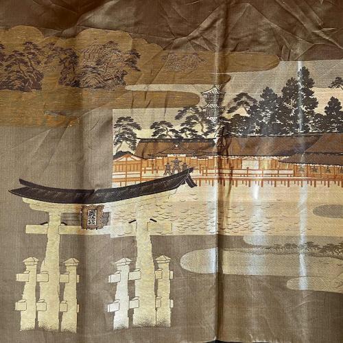 Antique haori soie noire takanohane montsuki torii miyajima homme