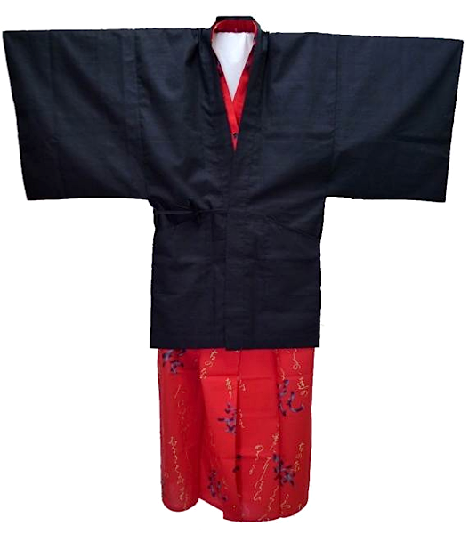 Black & Red Haori Jacket - Men's Traditional Japanese Kimono | Foxtume L / Black